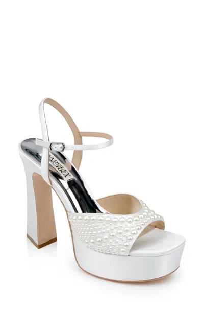 Badgley Mischka Bryleigh Mp7421 Sandals Womens White Satin Block Heel Gal2105 In White