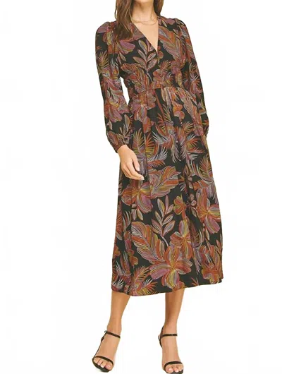 Pinch Virginia Midi Dress In Multicolor In Black