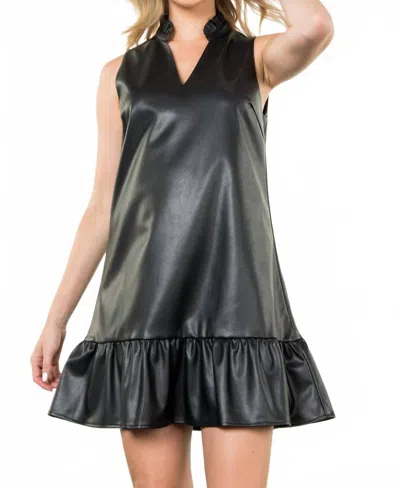 Thml Vegan Leather Sleveless Mini Dress In Black In Black