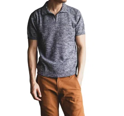 3sixteen Knit Polo In Black Marled Yarn In Gray