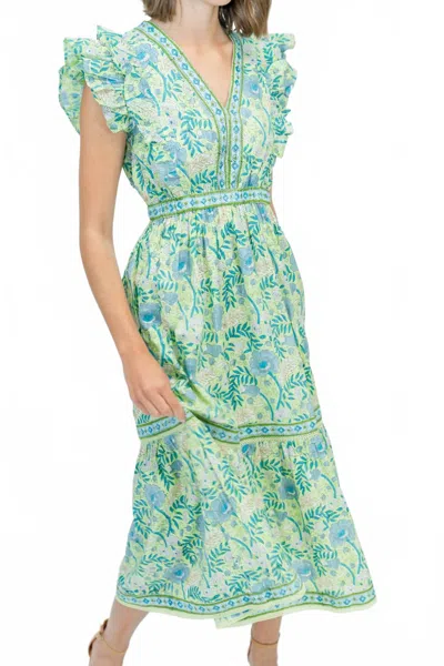 Clara The Label Kira Midi Dress In Sweetgrass In Multi