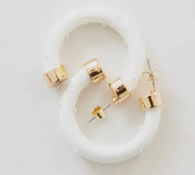 Hoo Hoops Women's Mini Hoops In White Pearl/gold In Multi