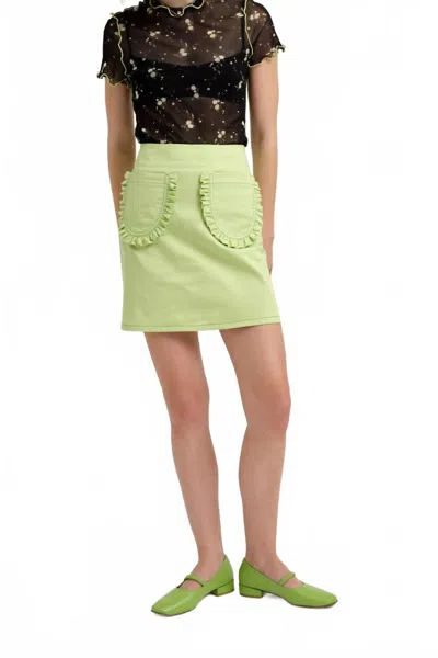Eliza Faulkner Tate Mini Skirt In Green Twill In Multi