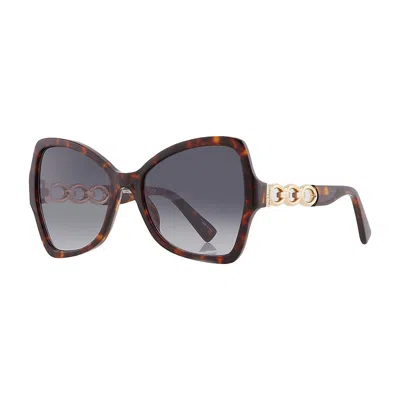 Moschino Sunglasses Butterfly Full Rim, Dark Havana Frame And Dark Grey Gradient Lens Mos099/s00869o In Multi