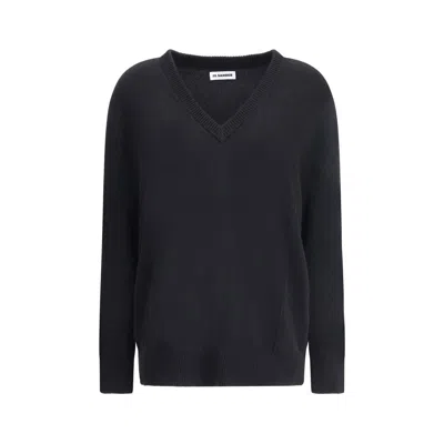 Jil Sander V Neck Sweater In Black