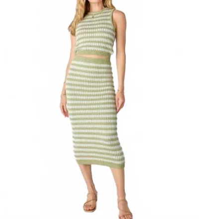 Miou Muse Cucumber Lime Knit Bodycon Midi Skirt In Natural & Light Green In Green