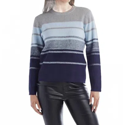 Red Haute Crew Neck Sweater In Blue Striped In Multi
