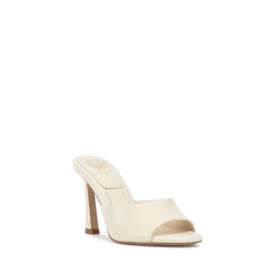 Vince Camuto Paigely Mule Womens Creamy White Satin Flared Heel Gal1098 In White