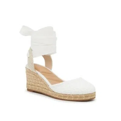Kelly & Katie Goldie Womens White Adjustable Wrap Strap Wedge Sandal Gal1362 In White