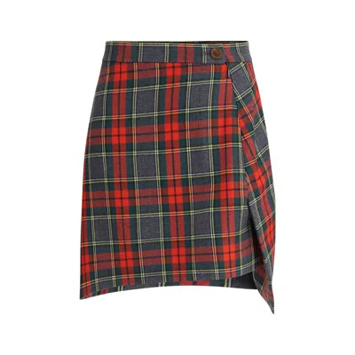 Vivienne Westwood Multicolor Fleece Wool Mini Skirt In Multi