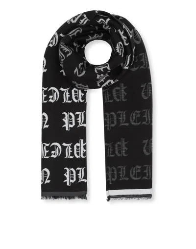 Philipp Plein Long Scarf 180x38 Gothic Plein In Black