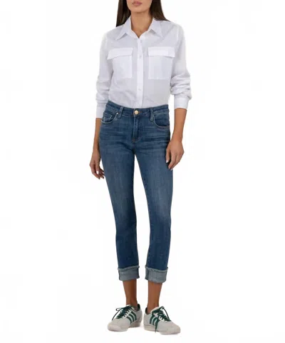 Kut From The Kloth Amy Mid Rise Crop Straight Leg Jeans In Deserving In Multi
