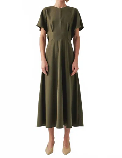 Exquise Elodie Midi Dress In Khaki In Green