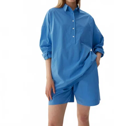 Lmnd Chirara Half Placket Shirt In Ink Blue In Blue