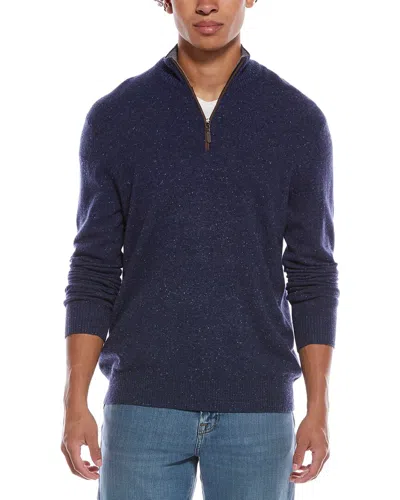 Quinn Basic 1/4 Zip Cashmere Mock Neck Sweater In Blue