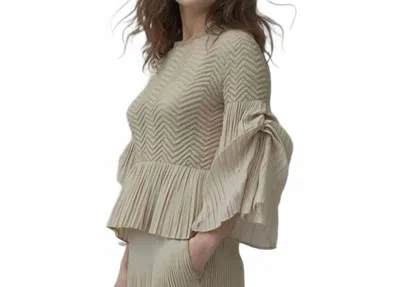 Ellyndale Pleating Blouse Top With Tuck Sleeve In Apricot In Neutral