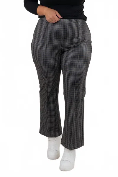 Tribal Pull On Ponte Plaid Pants In Aloe In Black