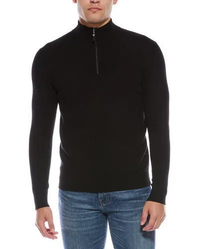 Quinn Cashmere 1/4-zip Mock Neck Sweater In Black