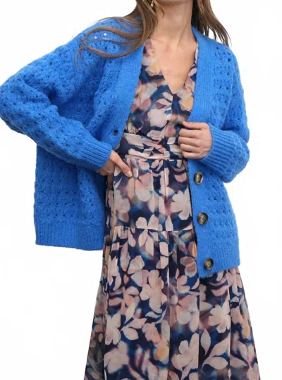 Greylin Hudson Oversized Crochet Knit Cardigan In Sapphire In Blue