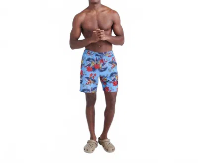 Saxx Oh Buoy 2n1 Volley Swim Shorts In Hawaiin Pizza Sky In Blue