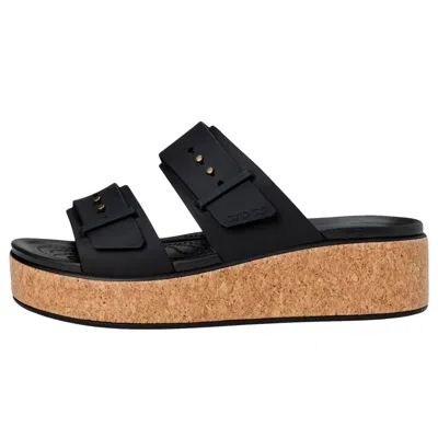 Crocs Brooklyn Cork Buckle Sandals Black 211252-001 Women's In Black
