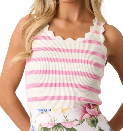 Prosperina Shay Scallop Tank In Lantana Stripe Pink In Pink