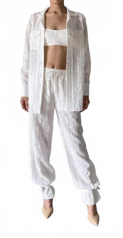 Hemant & Nandita Lace Straight Pant In White In White