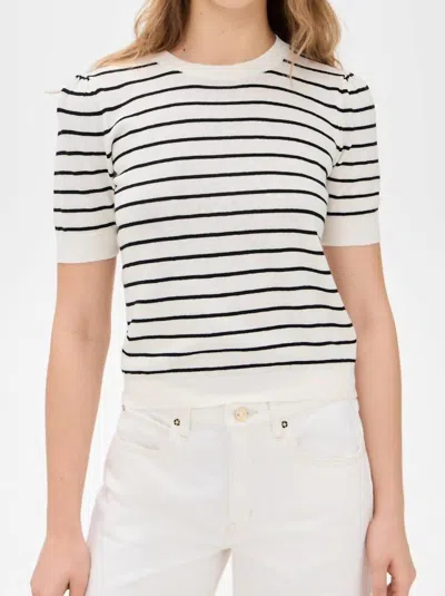 Frame Gathered Sweater In Cream Multi In Blue