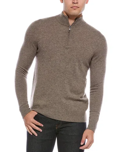 Quinn Cashmere 1/4-zip Mock Neck Sweater In Brown
