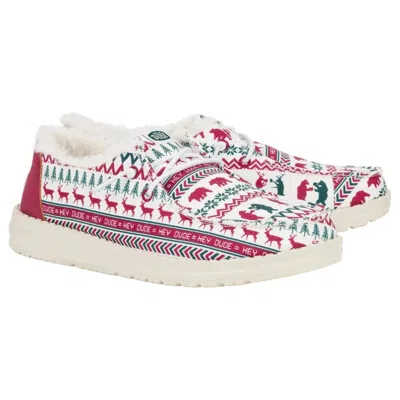 Hey Dude Wendy Holiday Cheers 43009-119 Women's White Slip-on Shoes Uwu1037 In Multi