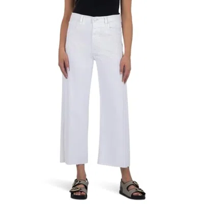 Kut From The Kloth Gwen Jeans Women's White Denim High-rise Wide Leg Gbo1208 In White