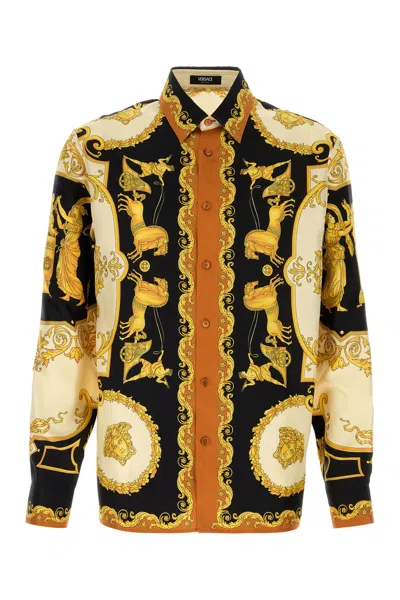 Versace Pattern-printed Long-sleeved Shirt In Yellow