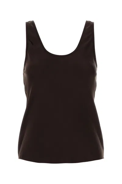 Anine Bing Chocolate Satin Tank Top In Brown