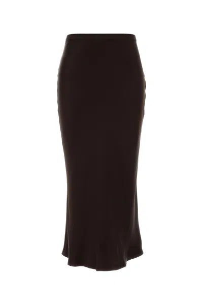Anine Bing Chocolate Satin Bar Skirt In Brown
