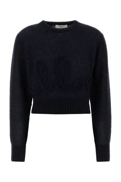 Chloé Chloe Midnight Blue Alpaca Blend Sweater In Blue