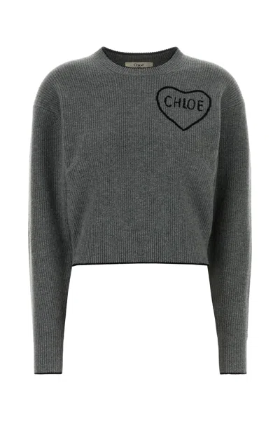 Chloé Chloe Dark Grey Wool Blend Sweater In Gray