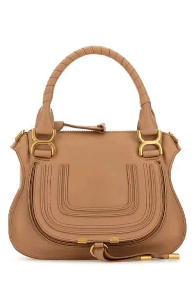 Chloé Chloe Peach Leather Small Marcie Handbag In Brown