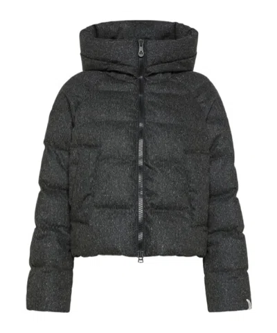 Peuterey Short Wool Twill Down Jacket In Gray