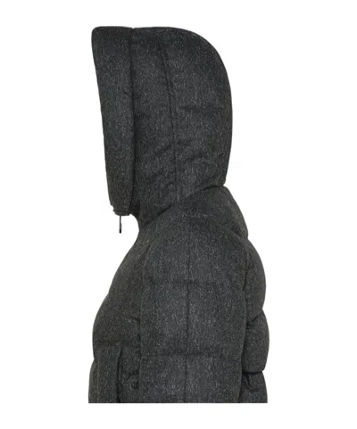 Peuterey Short Wool Twill Down Jacket In Gray