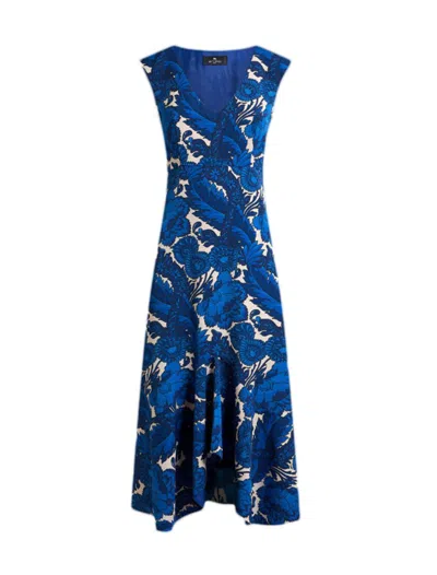 Etro All-over Printed Dress In Blue