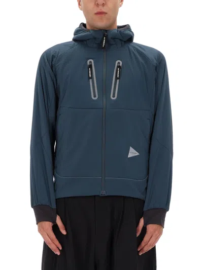 And Wander Blue Nylon Sports Jacket In Blue