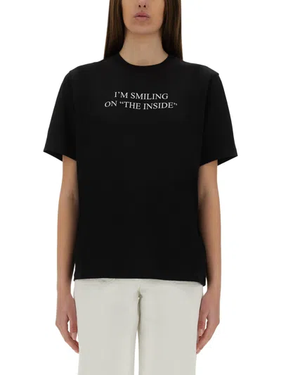 Victoria Beckham Slogan Cotton T-shirt In Black