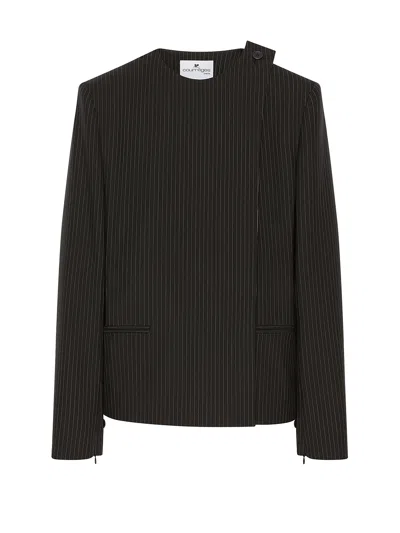 Courrèges Buckle Pinstripes Jacket In Black