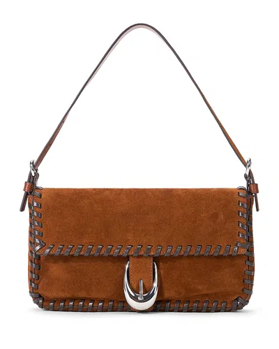 Staud Harlow Suede And Leather Shoulder Bag In Brown