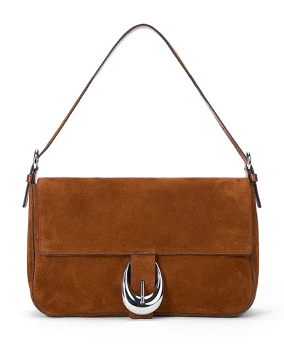 Staud Harlow Medium Suede Shoulder Bag In Brown
