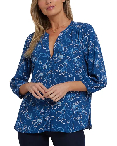 Nydj Pintuck Blouse In Blue