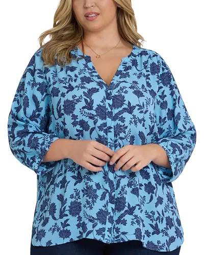Nydj Pintuck Blouse In Blue