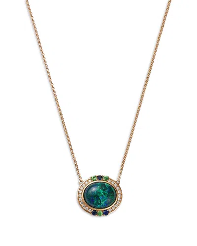 Bloomingdale's Fine Collection Azurite, Blue Sapphire, Tsavorite & Diamond Pendant Necklace, 16-18 In Gold