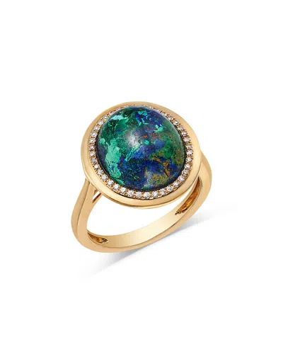 Bloomingdale's Fine Collection Azurite & Diamond Halo Ring In 14k Yellow Gold In Gold