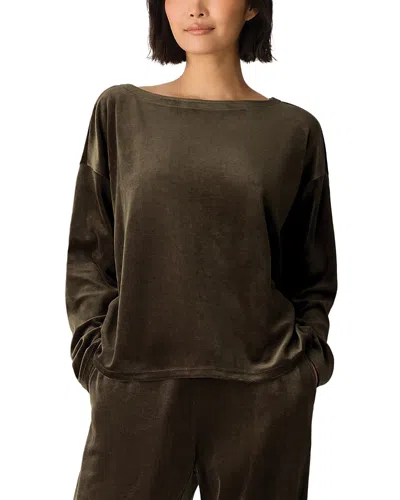 Eileen Fisher Cozy Velour Knit Bateau Neck Top In Gray